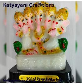 Multicolor Radium Panchmukhi Ganesha Idol – Vibrant and Divine Ganesha Statue for Your Home | Katyayani Creations