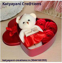 Heart-Shaped Gift Box with Teddy & Artificial Roses – Perfect Romantic Gift