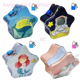 Star Shape Theme based Metal Money bank with Lock