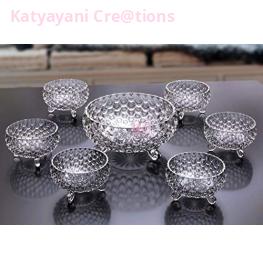 Elegant Crystal Fish Pudding Bowl Set - 7-Piece Home Decor Serving Dish Collection