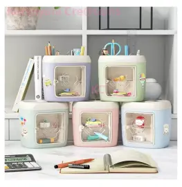 Multi-Grid Desk Pen Holder with Drawer