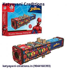 Wooden Telescope Making Kit – Spider-Man Theme | DIY Craft Kit for Kids
