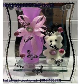 Flower Glass Vase Small with Teddy – Charming and Elegant Vase for Flowers with Cute Teddy Accent | Katyayani Creations