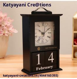 Wooden Wall Clock with Calendar - Elegant and Practical Timepiece | Katyayani Creations