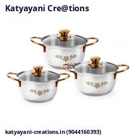 Gold Stanton Stainless Steel Casserole Set – Elegant and Durable Cookware for Every Kitchen | Katyayani Creations