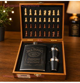 Hip Flask with Chess Box