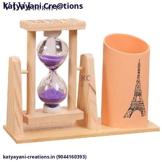 Wooden Pen Stand - Hour Glass | Elegant Desk Accessory for Organizing