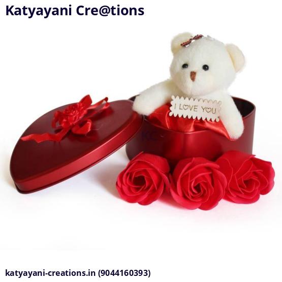 Heart-Shaped Gift Box with Teddy & Artificial Roses – Perfect Romantic Gift