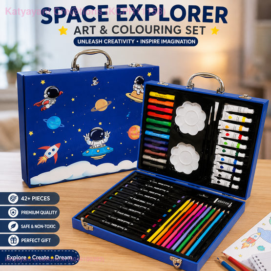 Space Theme Color Box with Multiple Coloring Kit