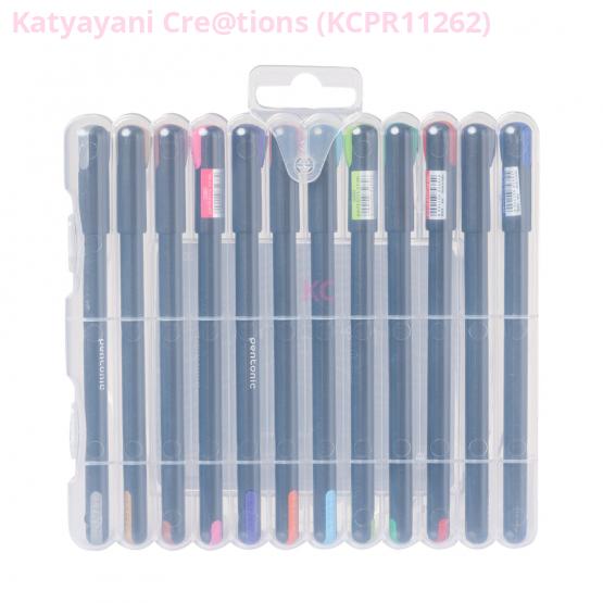 Pentonic Multicolor Gel Pen With Hard Box Case (Set of 12 Pcs)