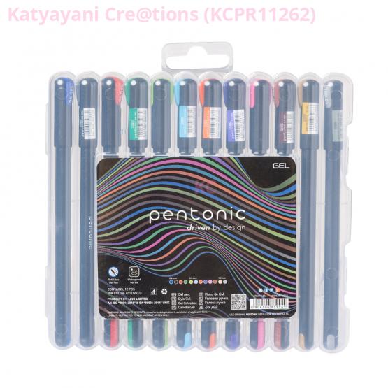 Pentonic Multicolor Gel Pen With Hard Box Case (Set of 12 Pcs)