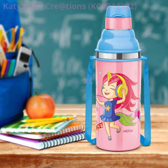 Milton Steel Thermoware Bottle with Straw – 500ml Insulated Water Bottle