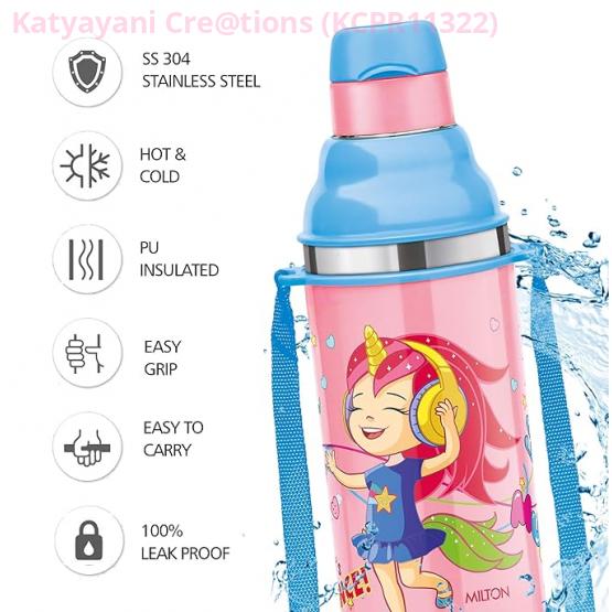 Milton Steel Thermoware Bottle with Straw – 500ml Insulated Water Bottle