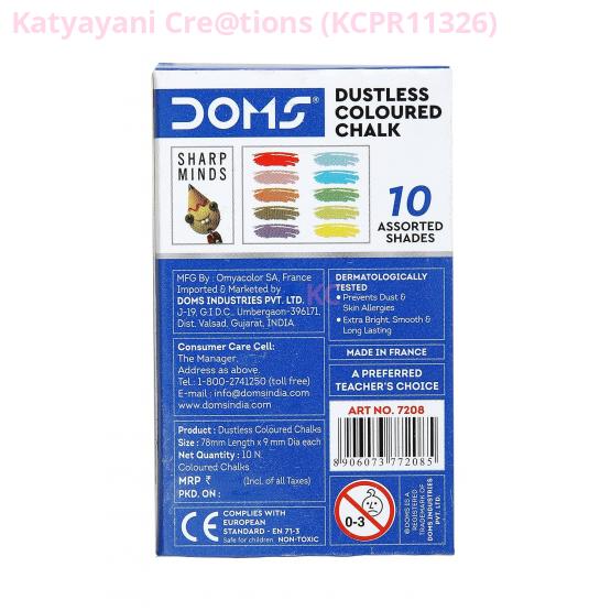 Dustless Coloured Chalk Box - 10 Vibrant Colors for Smooth, Long-Lasting Writing