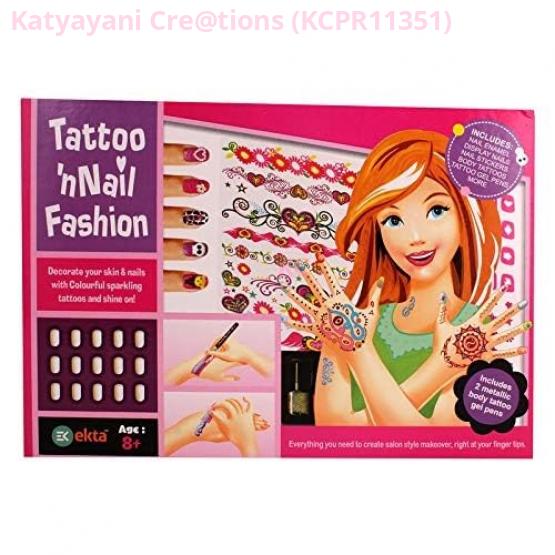 Kids Nail Art Tattoo Kit for Girls, DIY Nail Art Supplies