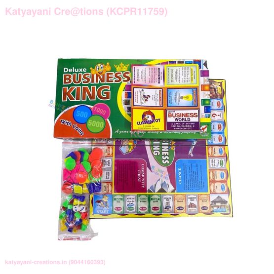 Deluxe Business King Board Game, Property Trading and Management Game with Plastic Coins, Family Entertainment for Ages 6+