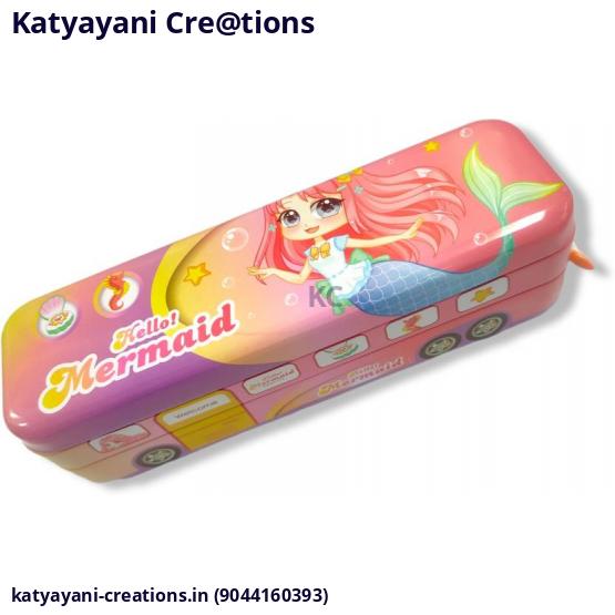 Mermaid Printed Bus Shaped Pencil Box for Kids