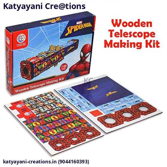 Wooden Telescope Making Kit – Spider-Man Theme | DIY Craft Kit for Kids