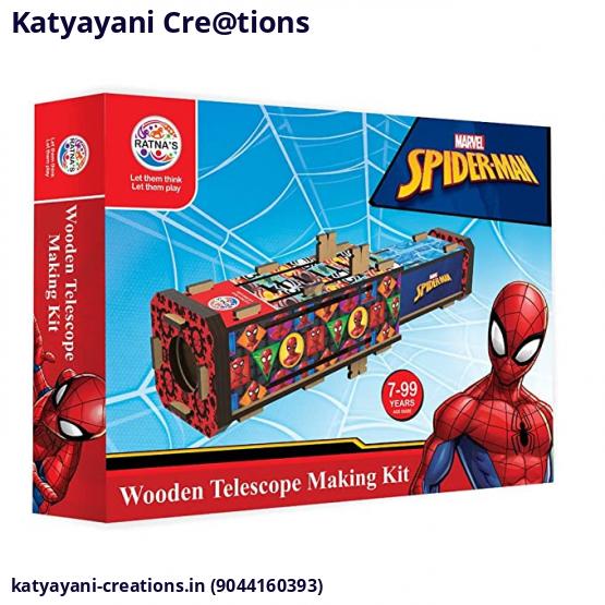Wooden Telescope Making Kit – Spider-Man Theme | DIY Craft Kit for Kids