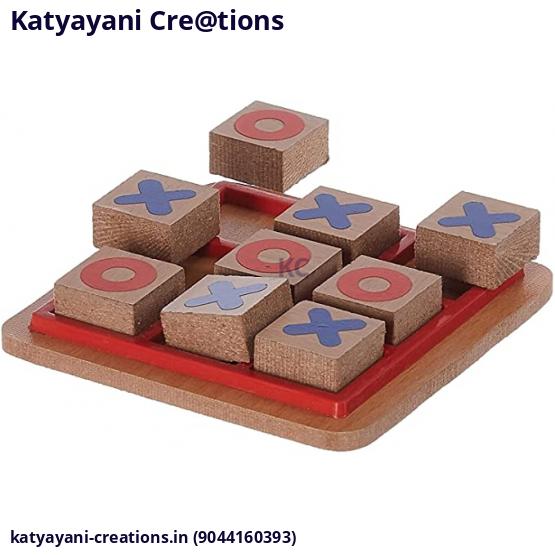 Wooden Noughts and Crosses Tic Tac Toe